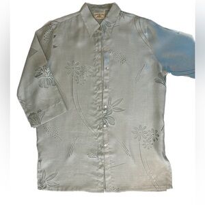 Banana Bay resort button down top with burnout detail